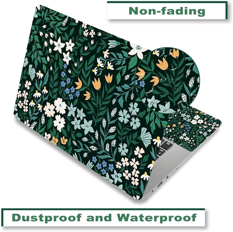 ARTSO Laptop Skin Sticker Cover Decal, 12 13 13.3 14 15 15.4 15.6 inch Laptop Notebook Vinyl Skin Sticker Cover Art Protector, Green Flower Plants - Image 3